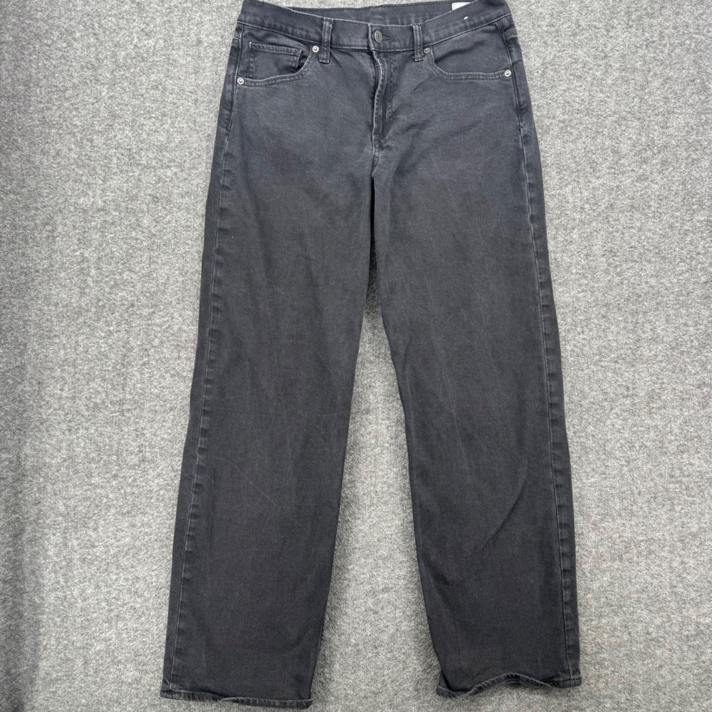 Gap Womens Mid Rise 90's Straight Leg Jeans Faded Black Denim Size 29 Loose Tall